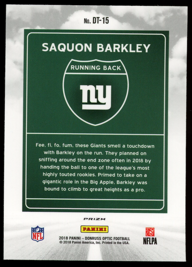 SAQUON BARKLEY 2018 Panini Donruss Optic Rookie Downtown Case Hit SSP #DT-15