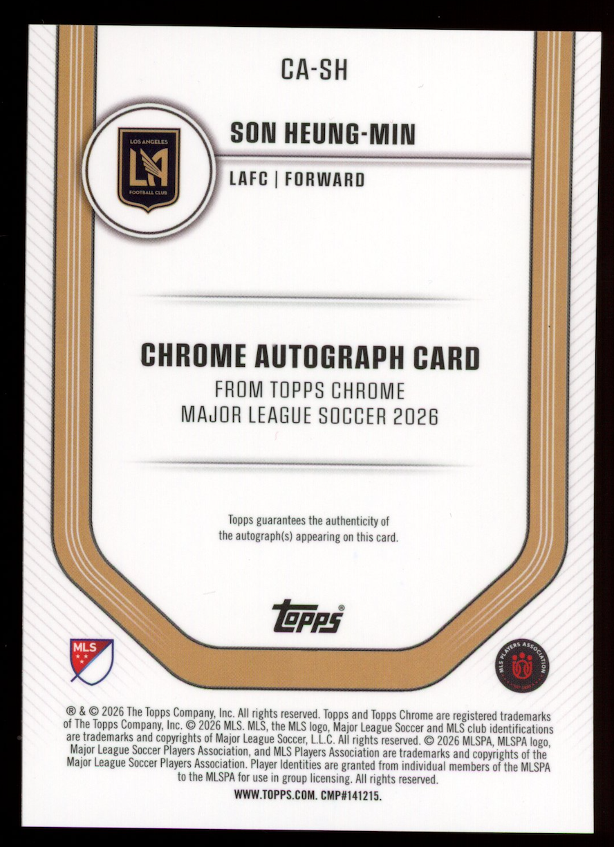 SON HEUNG-MIN 2026 Topps Chrome MLS Auto Orange Wave Refractor /25 #CA-SH LAFC
