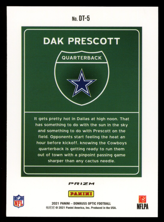 DAK PRESCOTT 2021 Panini Donruss Optic Downtown Case Hit SSP #DT-5 Cowboys