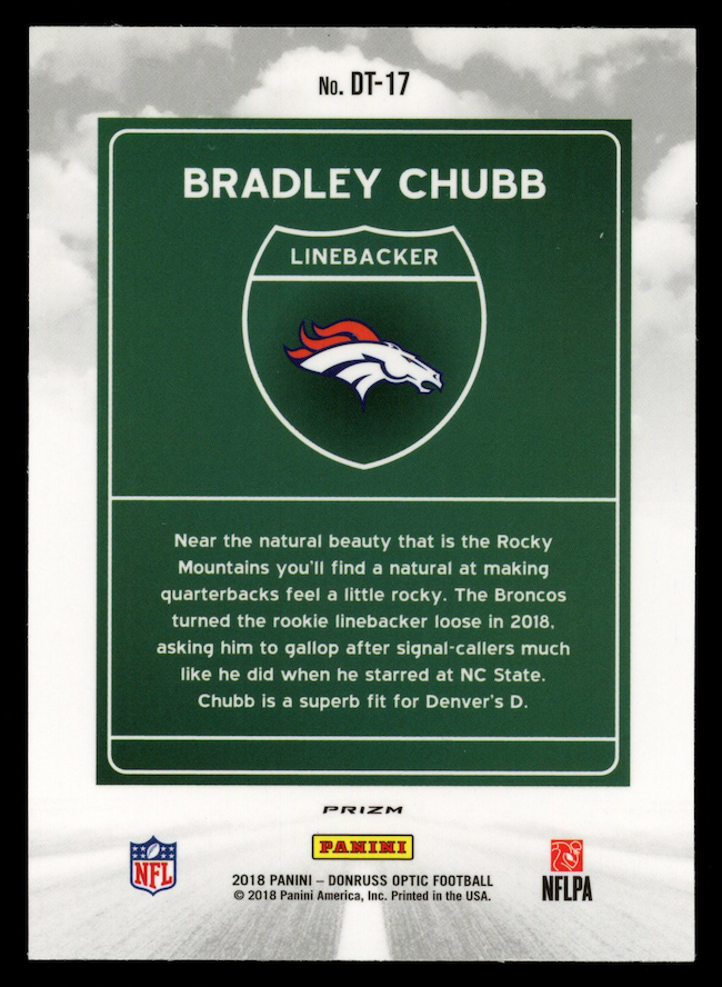 BRADLEY CHUBB 2018 Panini Donruss Optic Downtown Rookie Case Hit SSP #DT-17