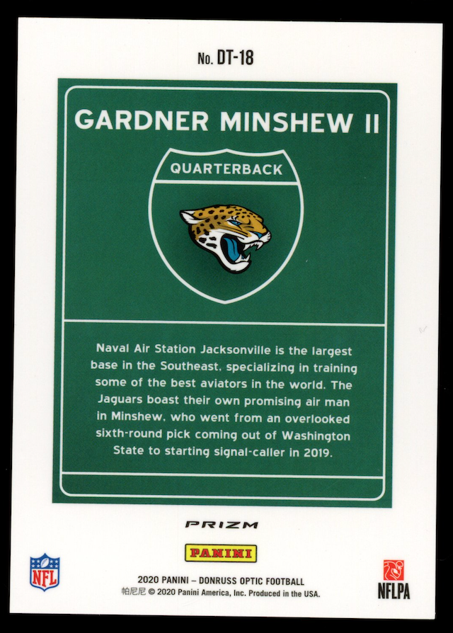 GARDNER MINSHEW II 2020 Panini Donruss Optic Downtown Case Hit SSP #DT18 Jaguars