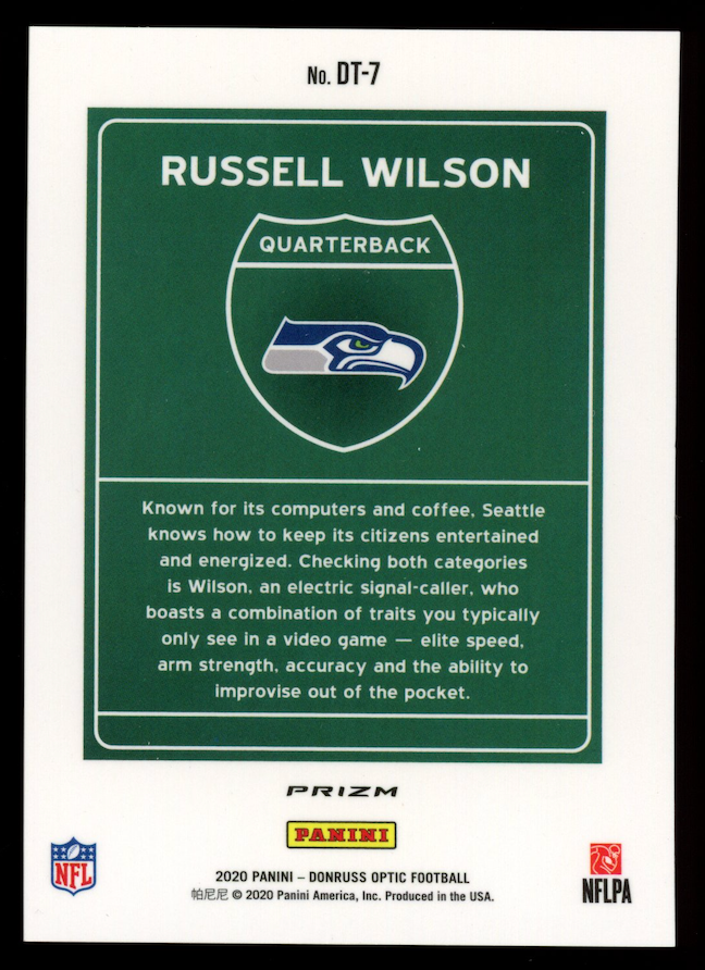 RUSSELL WILSON 2020 Panini Donruss Optic Downtown Case Hit SSP #DT-7 Seahawks