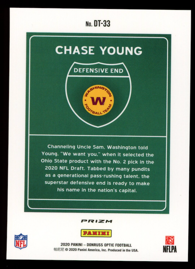 CHASE YOUNG 2020 Panini Donruss Optic Rookie Downtown Case Hit SSP #DT-33