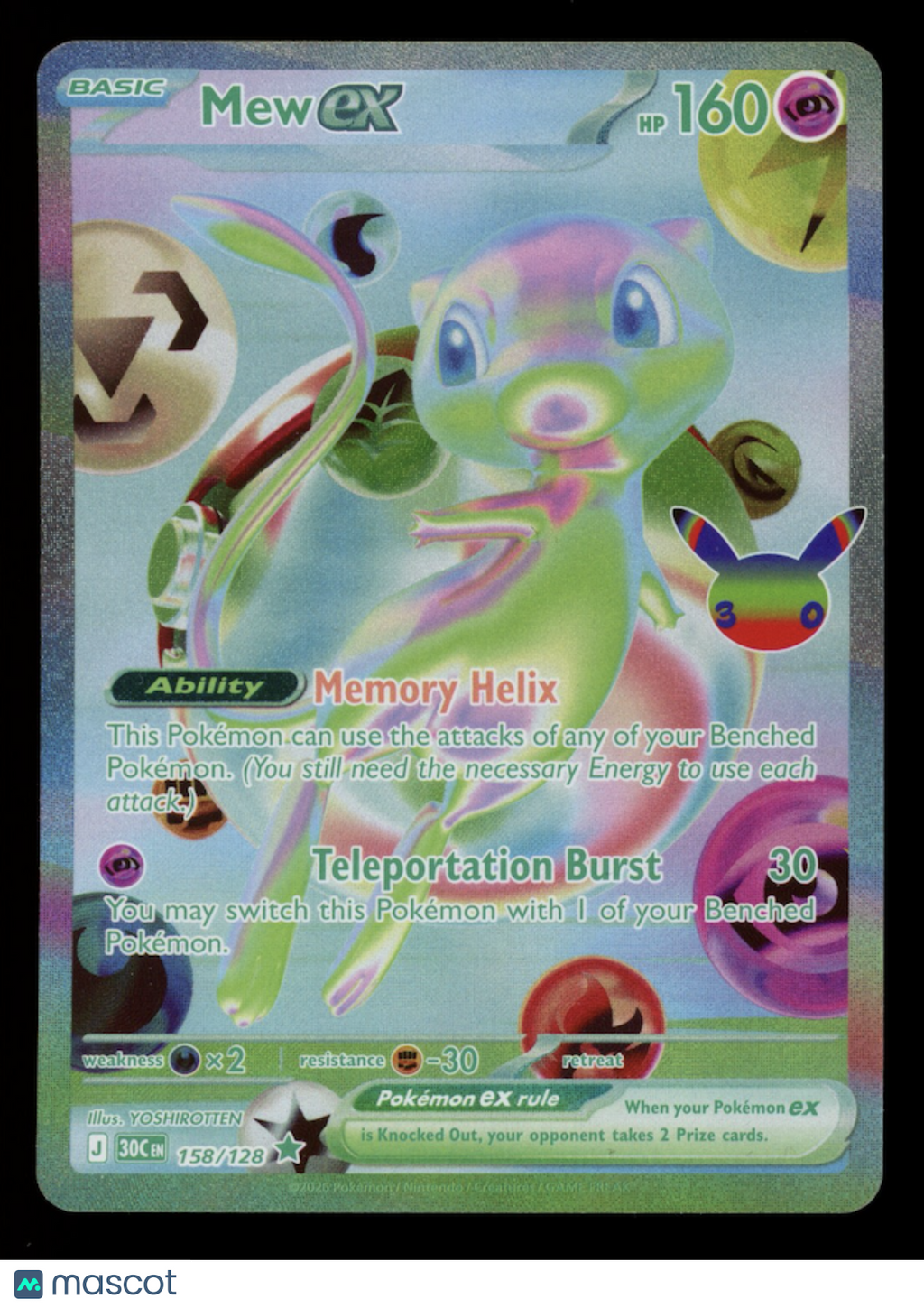 MEW EX 2026 Pokemon 30th Celebration Futuristic Rare #158/128