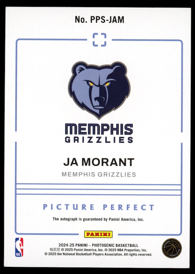 JA MORANT 2024-25 Panini Photogenic Picture Perfect Auto Groovy /35 #PPS-JAM