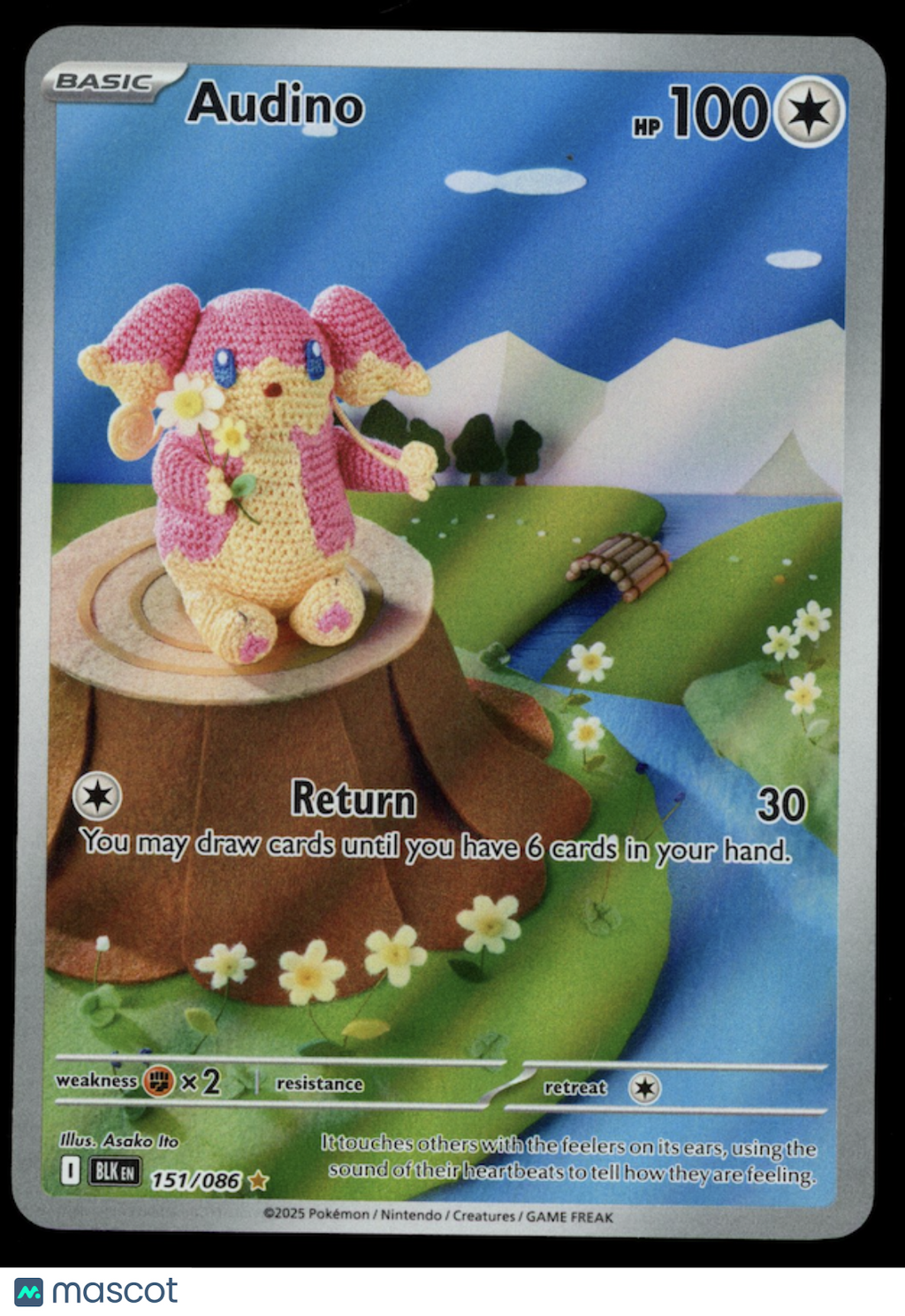 AUDINO 2025 Pokemon Scarlet & Violet Black Bolt Illustration Rare #151/086