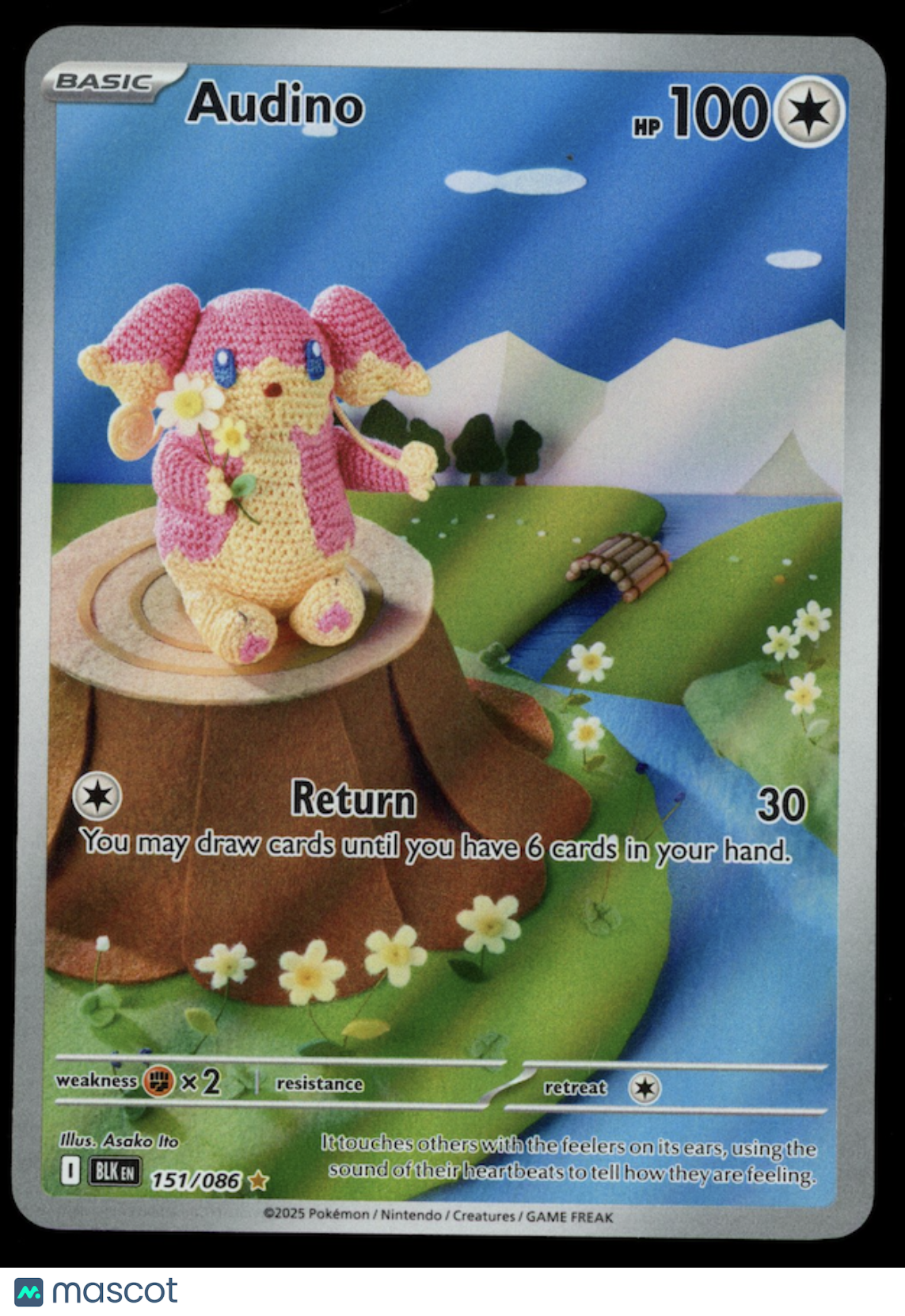 AUDINO 2025 Pokemon Scarlet & Violet Black Bolt Illustration Rare #151/086