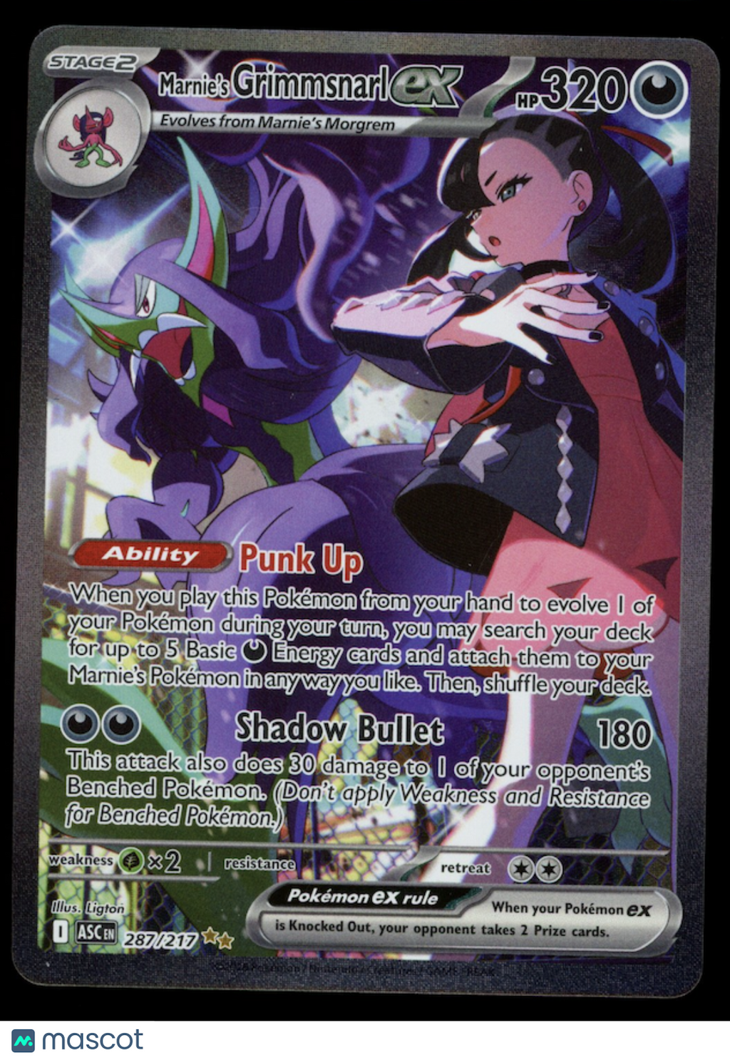 MARNIE'S GRIMMSNARL EX Pokemon Ascended Heroes Special Illustration Rare #287
