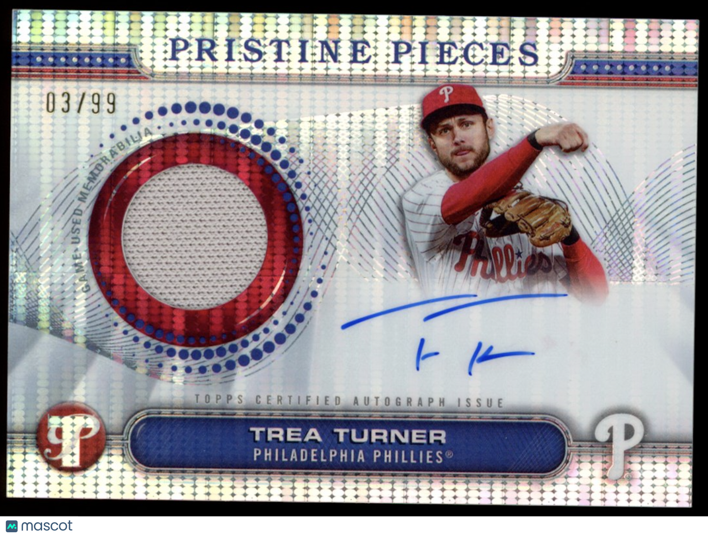 TREA TURNER 2024 Topps Pristine Pieces Autograph Relic Patch Auto /99 Phillies