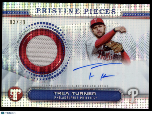 TREA TURNER 2024 Topps Pristine Pieces Autograph Relic Patch Auto /99 Phillies