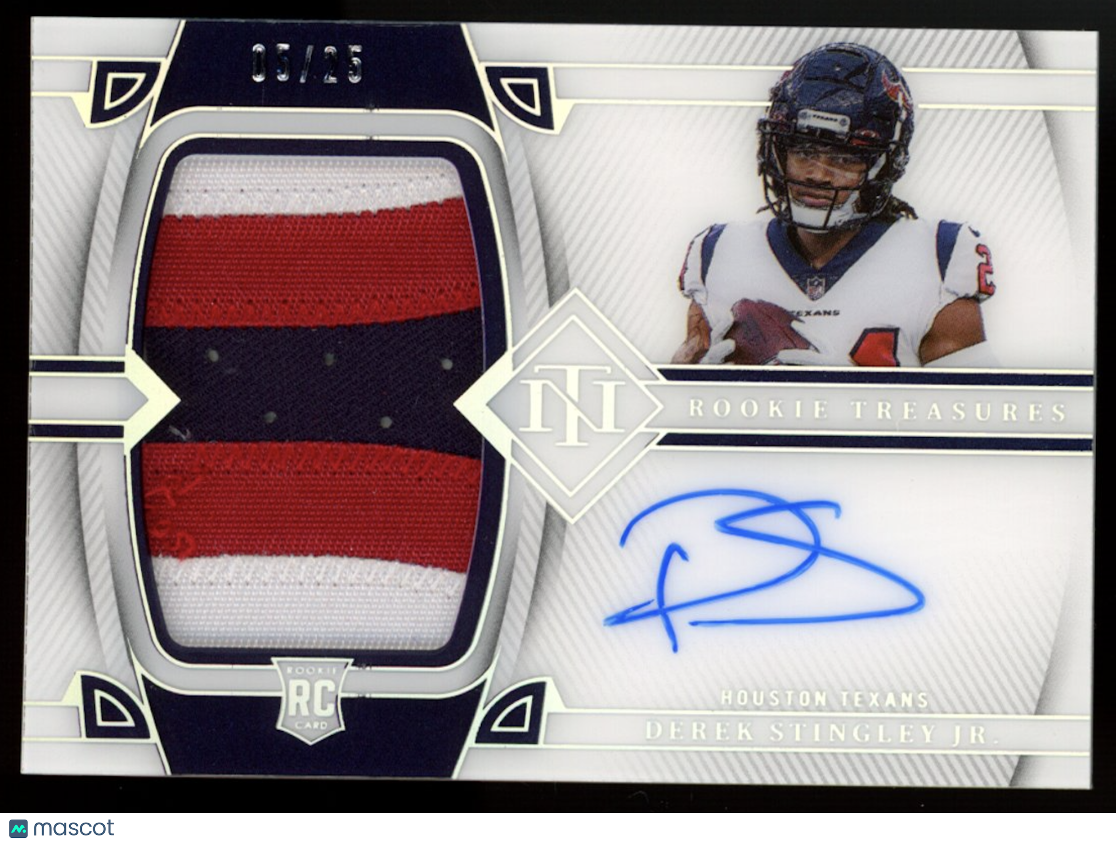 DEREK STINGLEY JR. 2022 Panini National Treasures Rookie Patch Auto /25 Texans