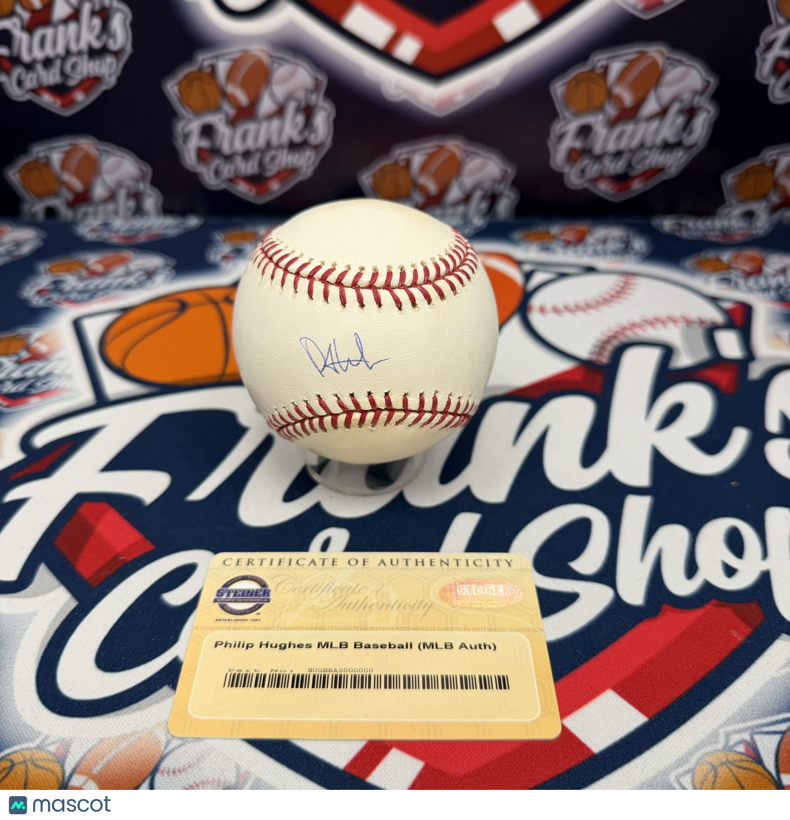 PHIL HUGHES Signed Ball Rawlings Official Major League Baseball Steiner MLB COA
