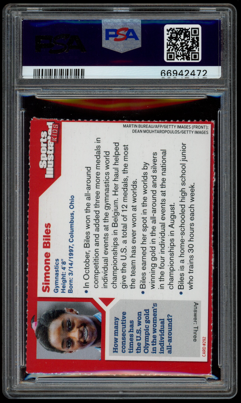 SIMONE BILES 2014 Sports Illustrated S.I. For Kids Rookie Card #292 PSA 8