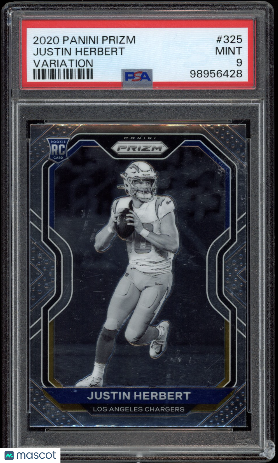JUSTIN HERBERT 2020 Panini Prizm Rookie Negative Variation #325 PSA 9 Chargers