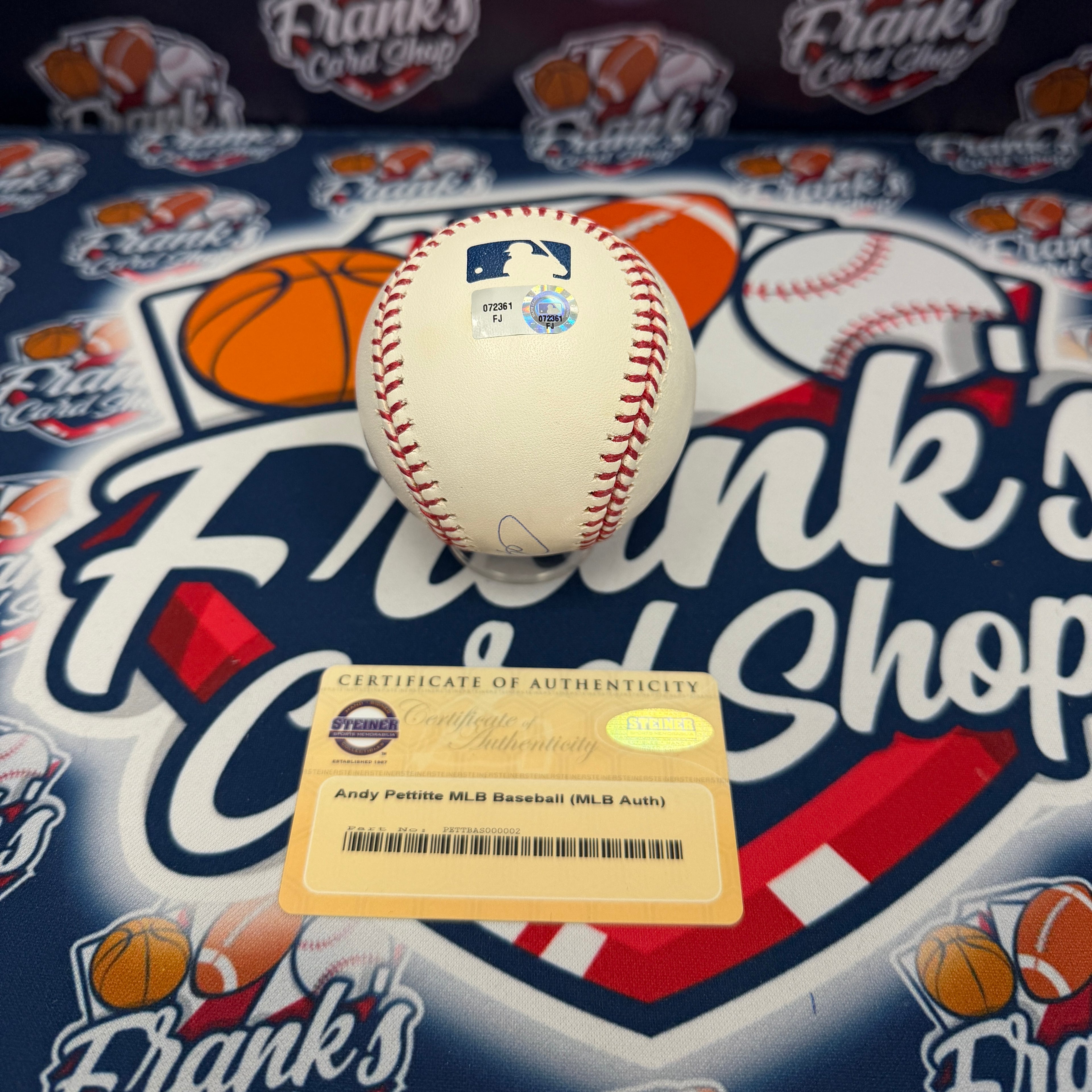 ANDY PETTITTE Signed Rawlings Official Major League Baseball Steiner MLB COA