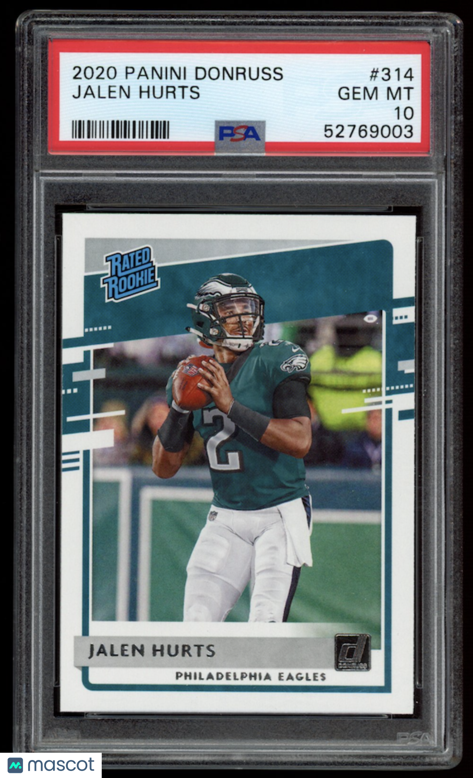 JALEN HURTS 2020 Panini Donruss Rated Rookie #314 PSA 10 Eagles