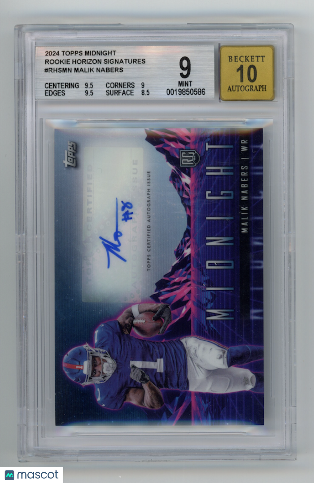 MALIK NABERS 2024 Topps Midnight Rookie Horizon Auto #RHSMN BGS 9 Giants