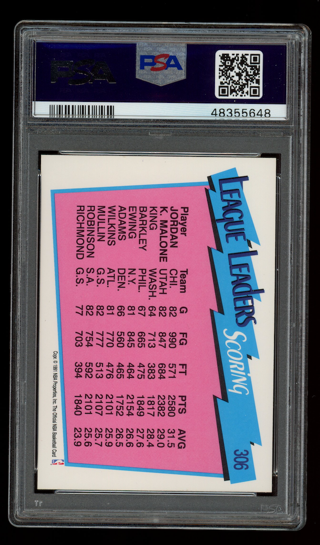 MICHAEL JORDAN KARL MALONE 1991-92 Hoops Scoring Leaders #306 PSA 10 Bulls Jazz