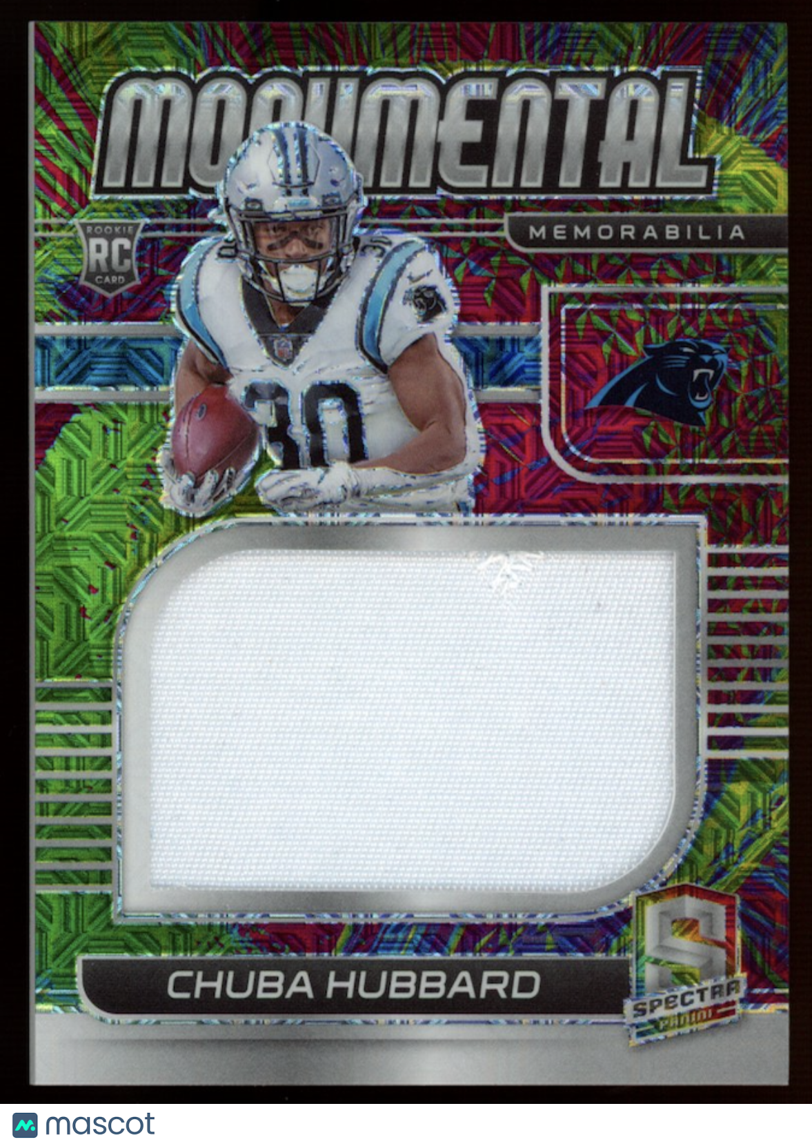 CHUBA HUBBARD 2021 Panini Spectra Monumental Memorabilia Rookie Patch Mojo /25
