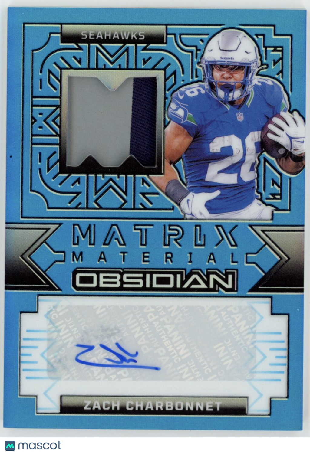 ZACH CHARBONNET 2024 Panini Obsidian Matrix Material Patch Auto Blue /25