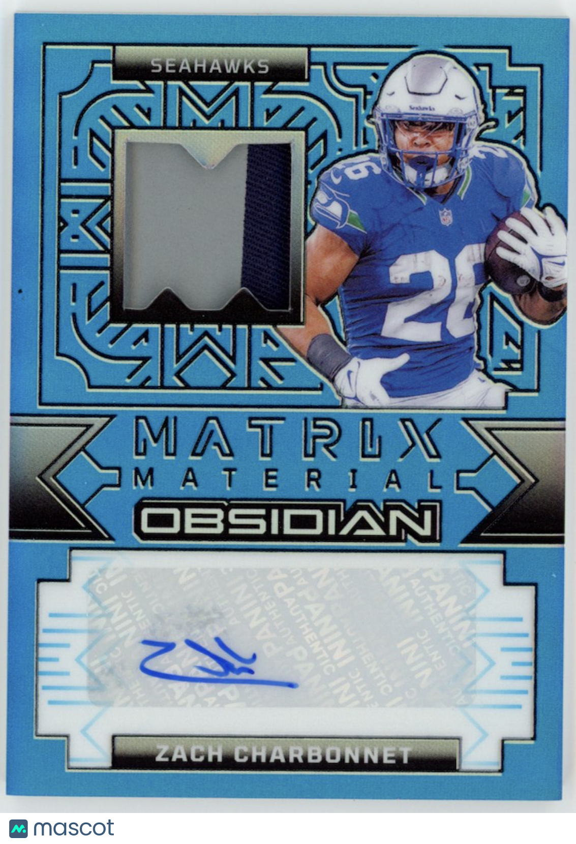 ZACH CHARBONNET 2024 Panini Obsidian Matrix Material Patch Auto Blue /25