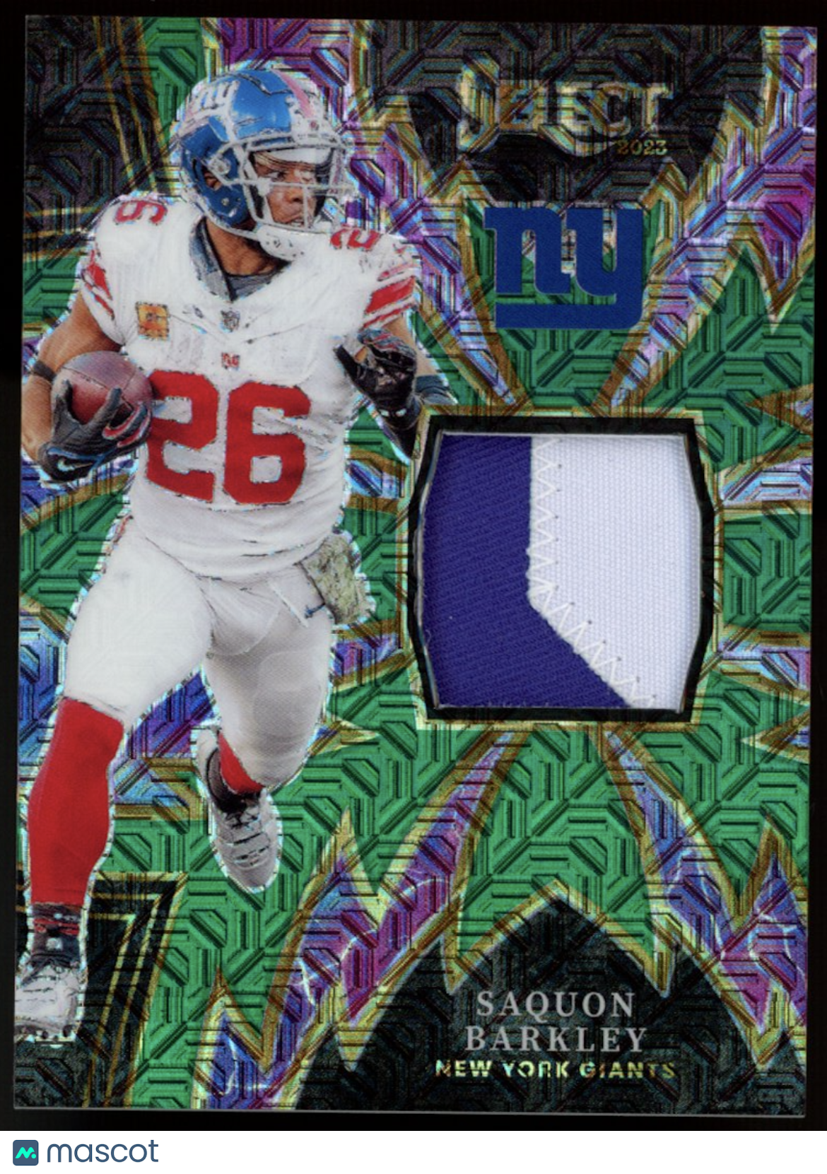 SAQUON BARKLEY 2023 Panini Select Sparks Patch Green Prizm /5 #SP-SBA Giants