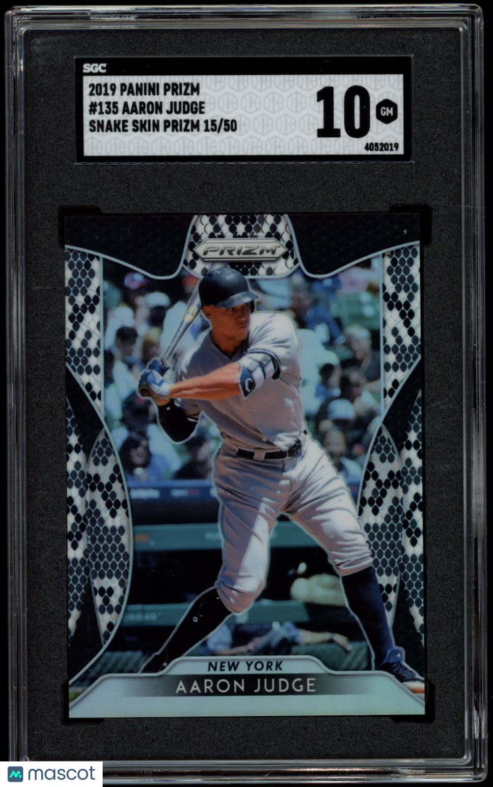 AARON JUDGE 2019 Panini Prizm Snake Skin /50 #135 SGC 10 New York Yankees