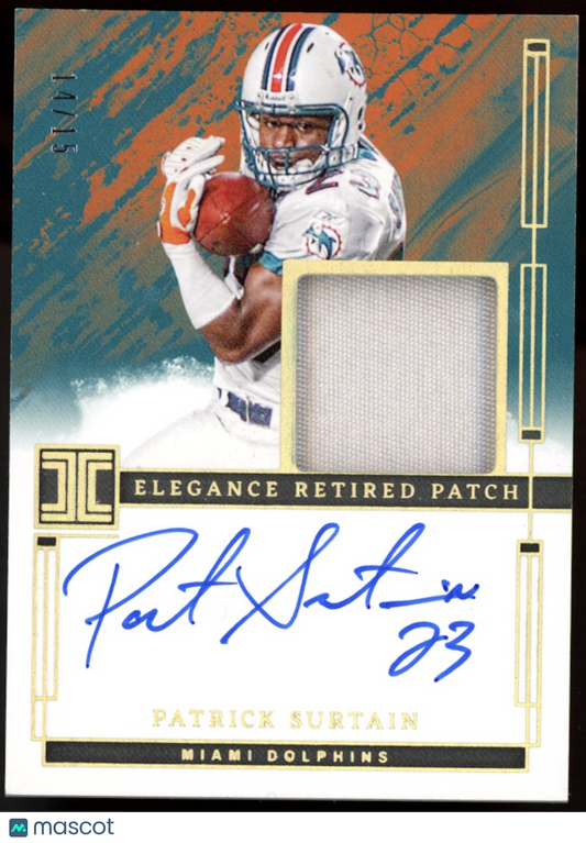 PATRICK SURTAIN 2024 Panini Impeccable Elegance Retired Patch Auto /15 Dolphins