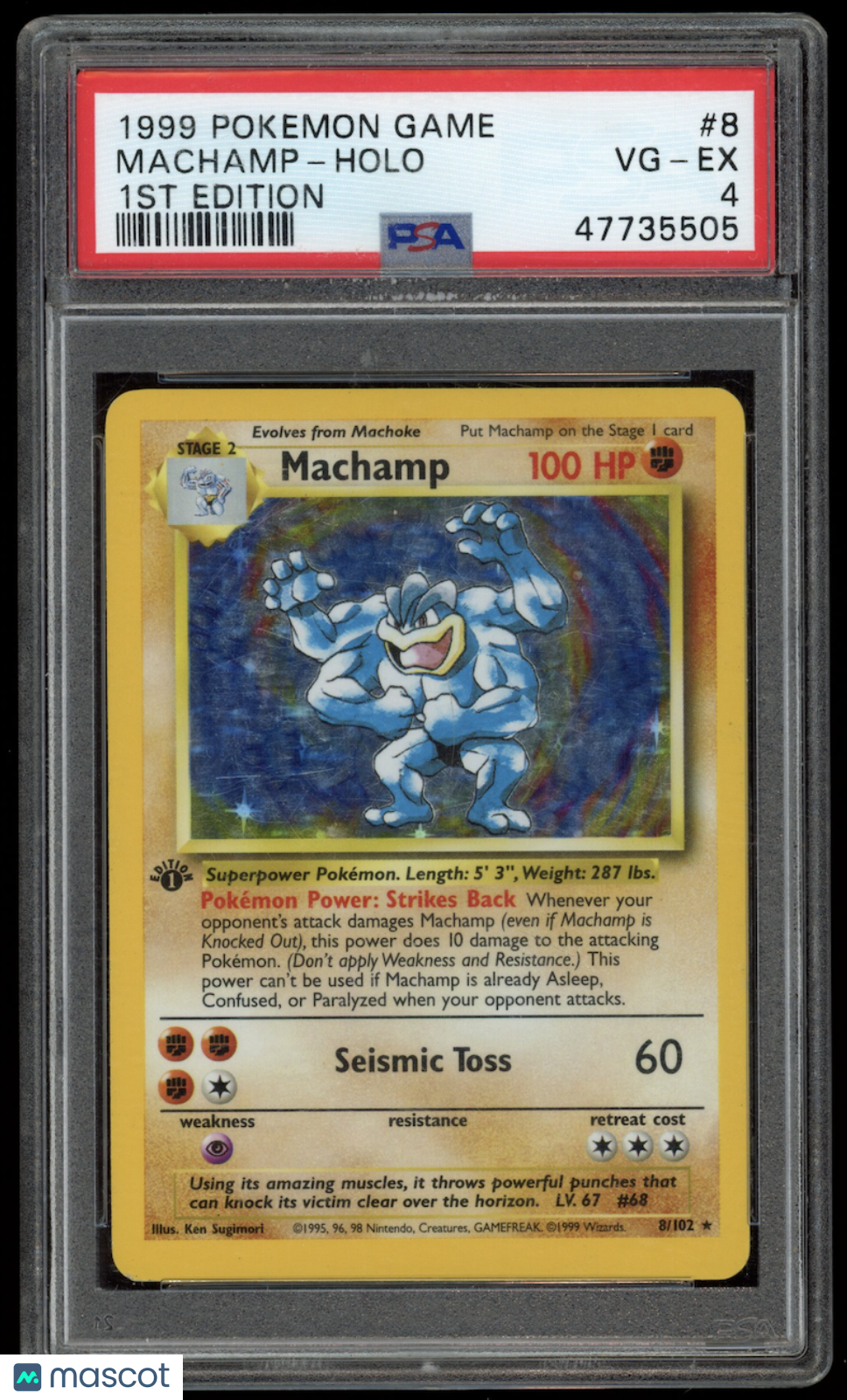 MACHAMP 1999 Pokemon Game Holo 1st Edition #8 PSA 4