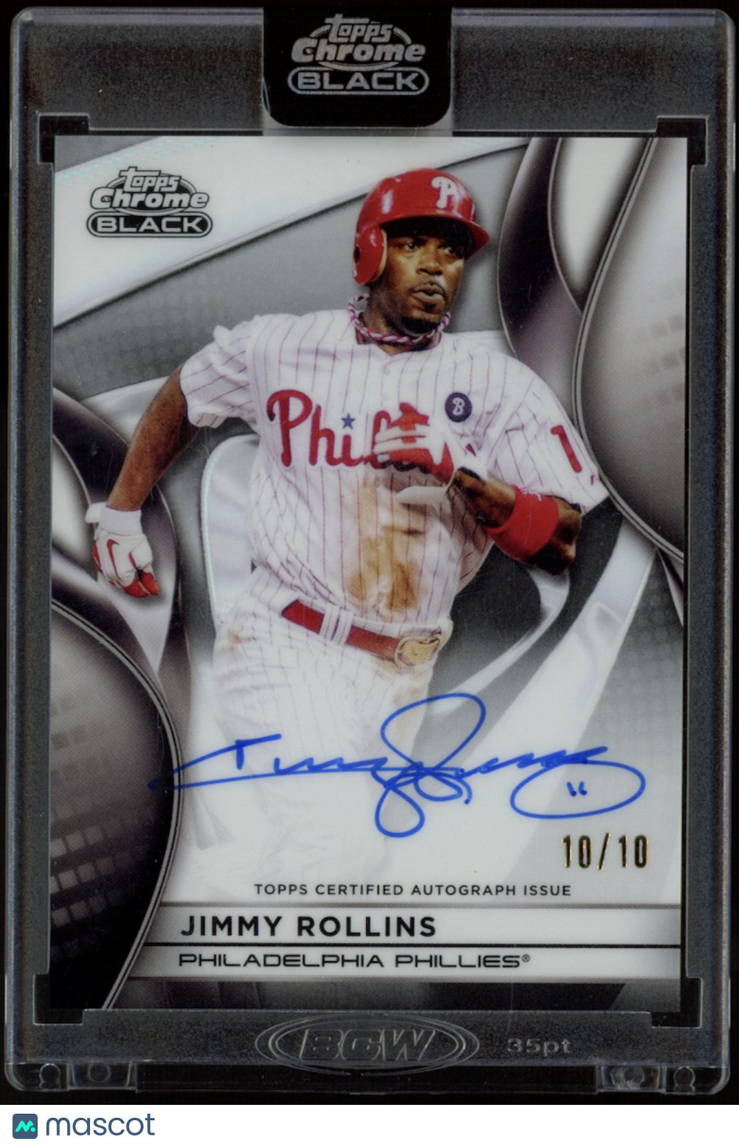 JIMMY ROLLINS 2025 Topps Chrome Black Refractor Auto /10 Phillies Sealed