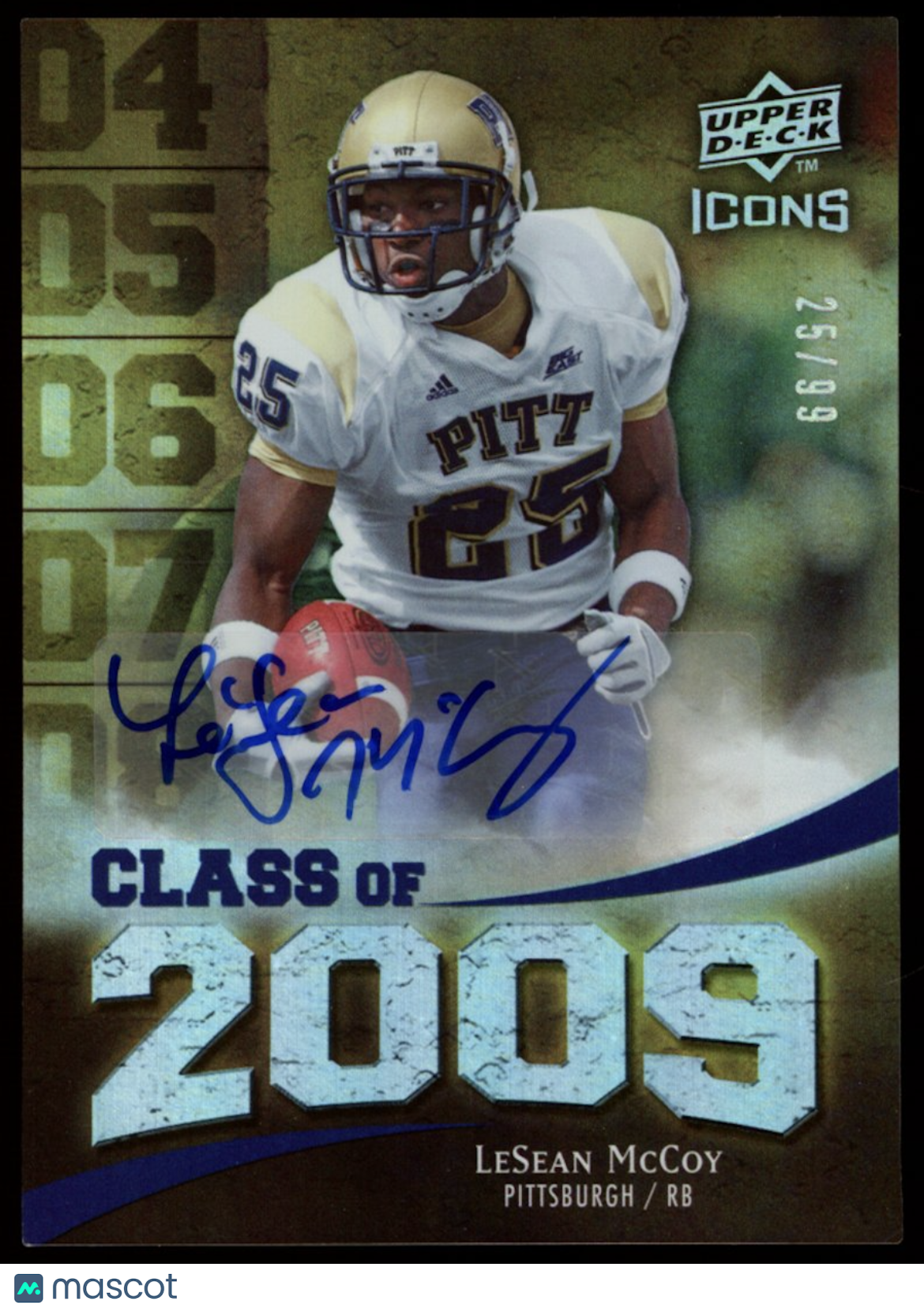 LESEAN MCCOY 2009 Upper Deck Icons Class of Rookie Auto /99 #2009-LM Eagles