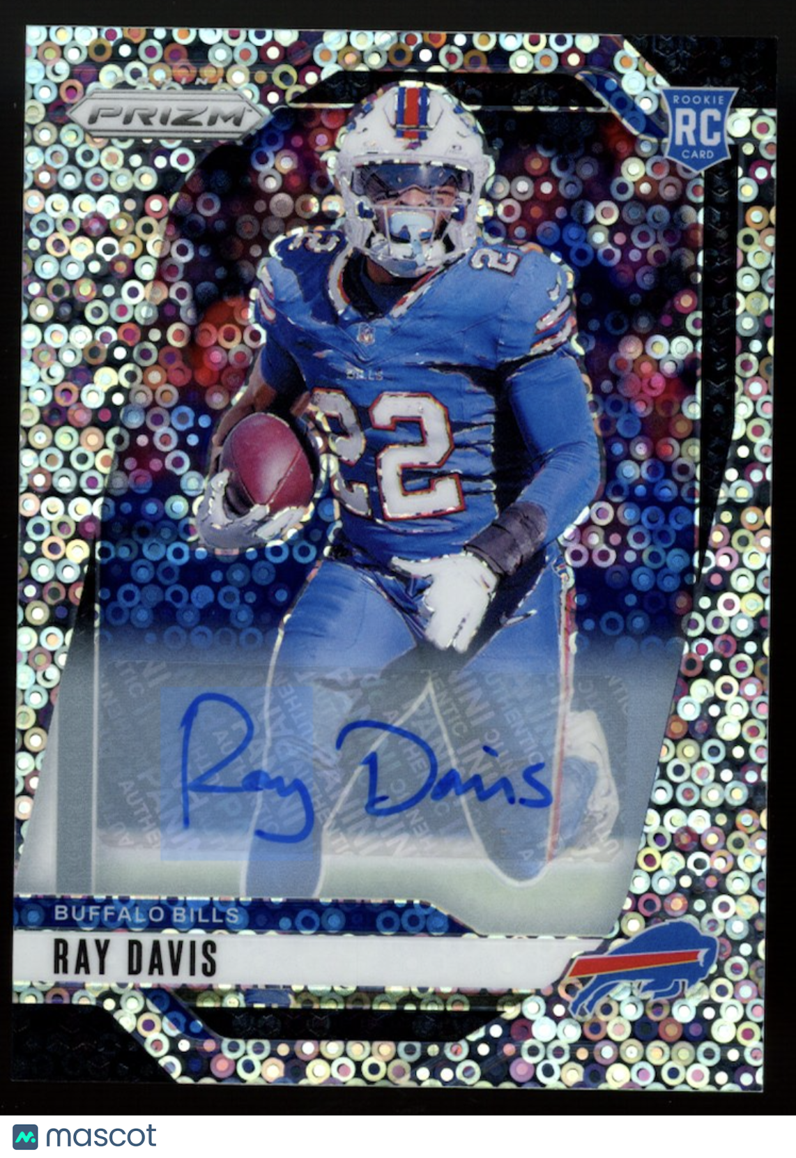 RAY DAVIS 2024 Panini Prizm No Huddle Rookie Silver Disco Auto #382 Bills