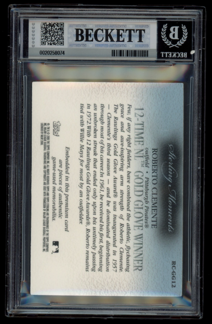 ROBERTO CLEMENTE 2006 Topps Sterling Moments Relics Quad Patch /10 #GG12 BGS 8.5