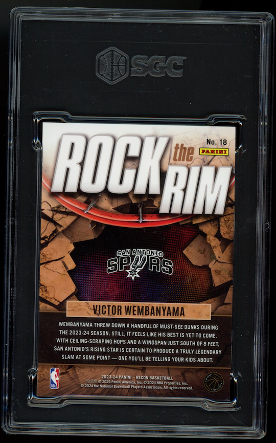 VICTOR WEMBANYAMA 2023-24 Panini Recon Rock the Rim Effect /25 SGC 9.5