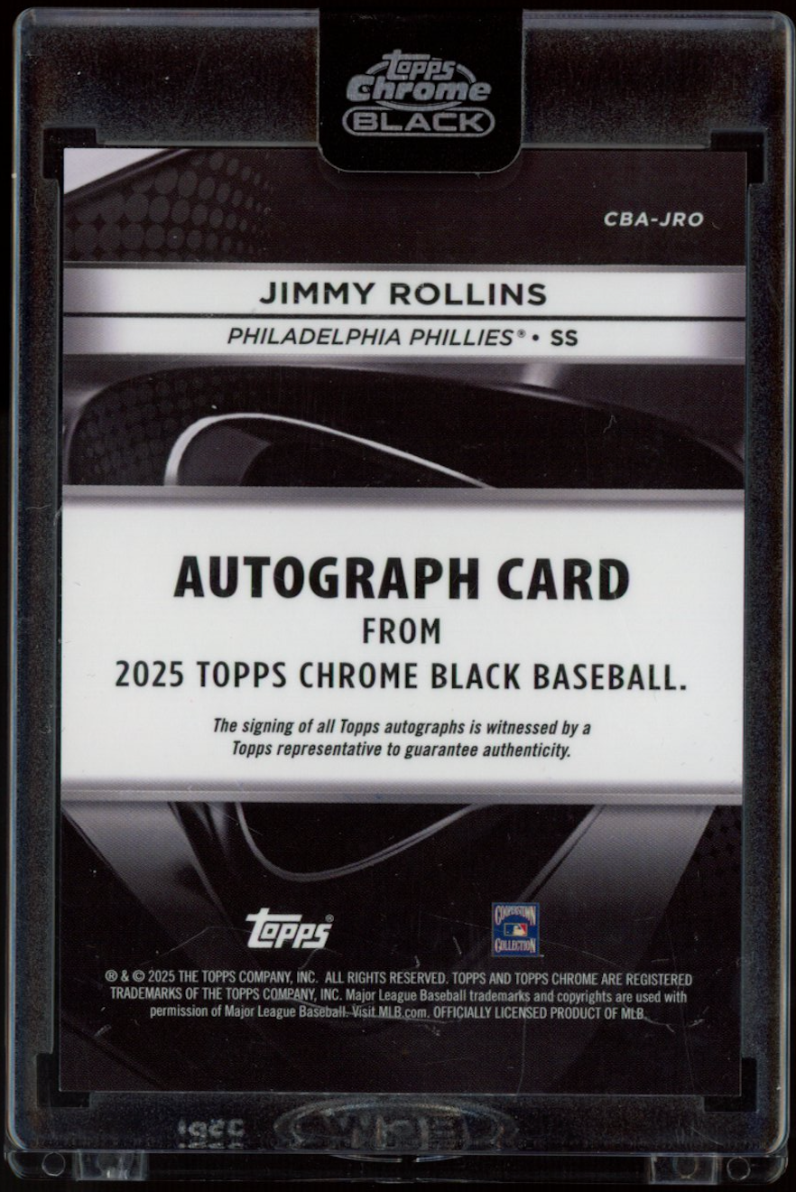 JIMMY ROLLINS 2025 Topps Chrome Black Refractor Auto /10 Phillies Sealed