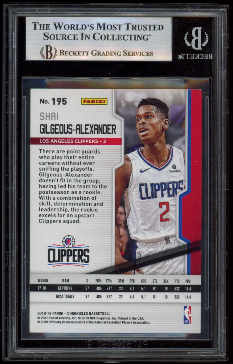 SHAI GILGEOUS-ALEXANDER 2018 Panini Chronicles Playoff Signed Auto #195 BGS Auth