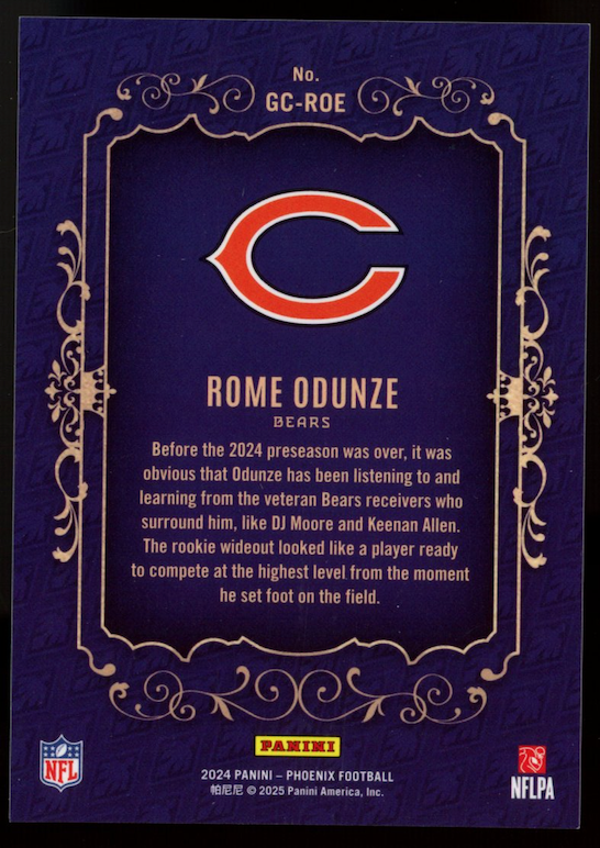 ROME ODUNZE 2024 Panini Phoenix Gridiron Crowns Rookie Case Hit SSP Bears