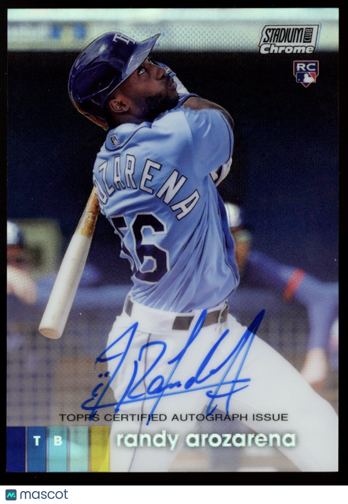 RANDY AROZARENA 2020 Topps Stadium Club Chrome Rookie Refractor Auto Rays