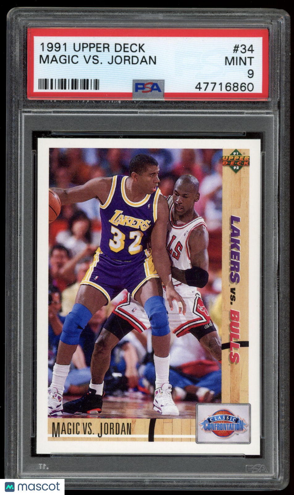 MAGIC JOHNSON VS. MICHAEL JORDAN 1991-92 Upper Deck #34 PSA 9 Lakers Bulls