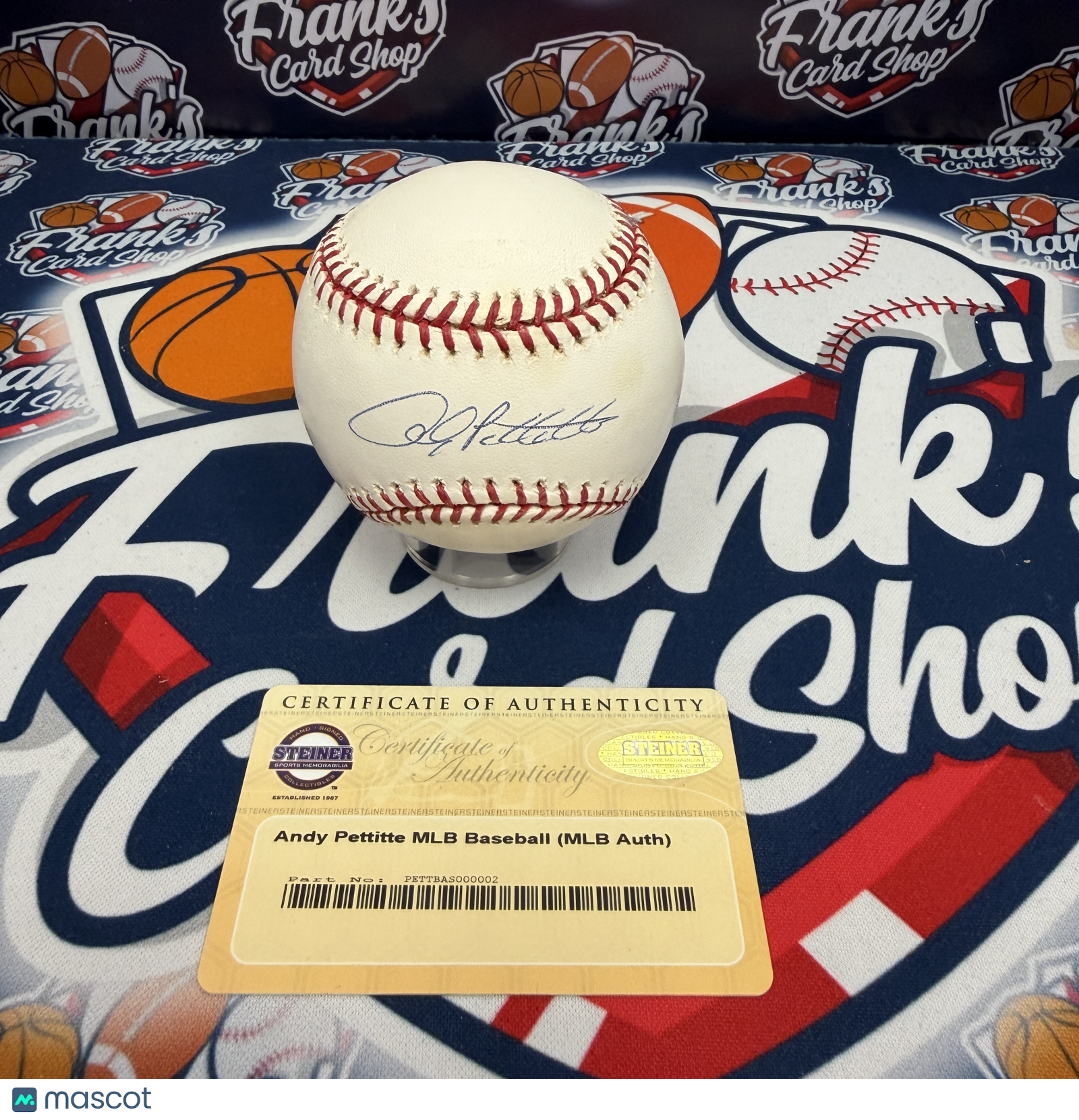 ANDY PETTITTE Signed Rawlings Official Major League Baseball Steiner MLB COA