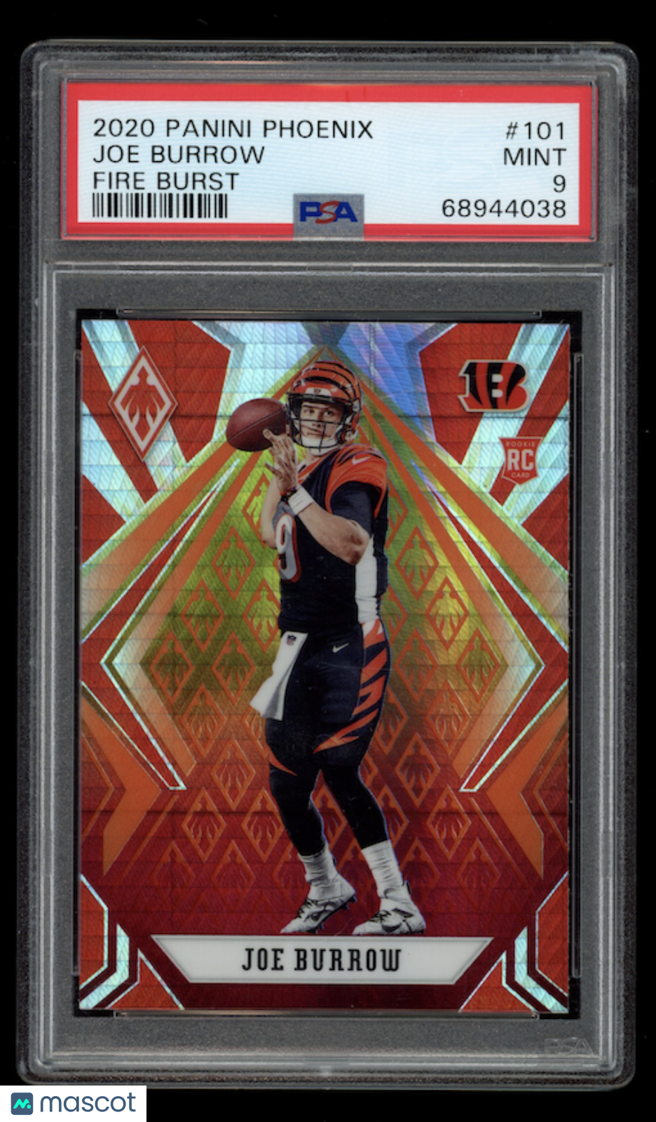 JOE BURROW 2020 Panini Phoenix Fire Burst Rookie #101 PSA 9 Bengals