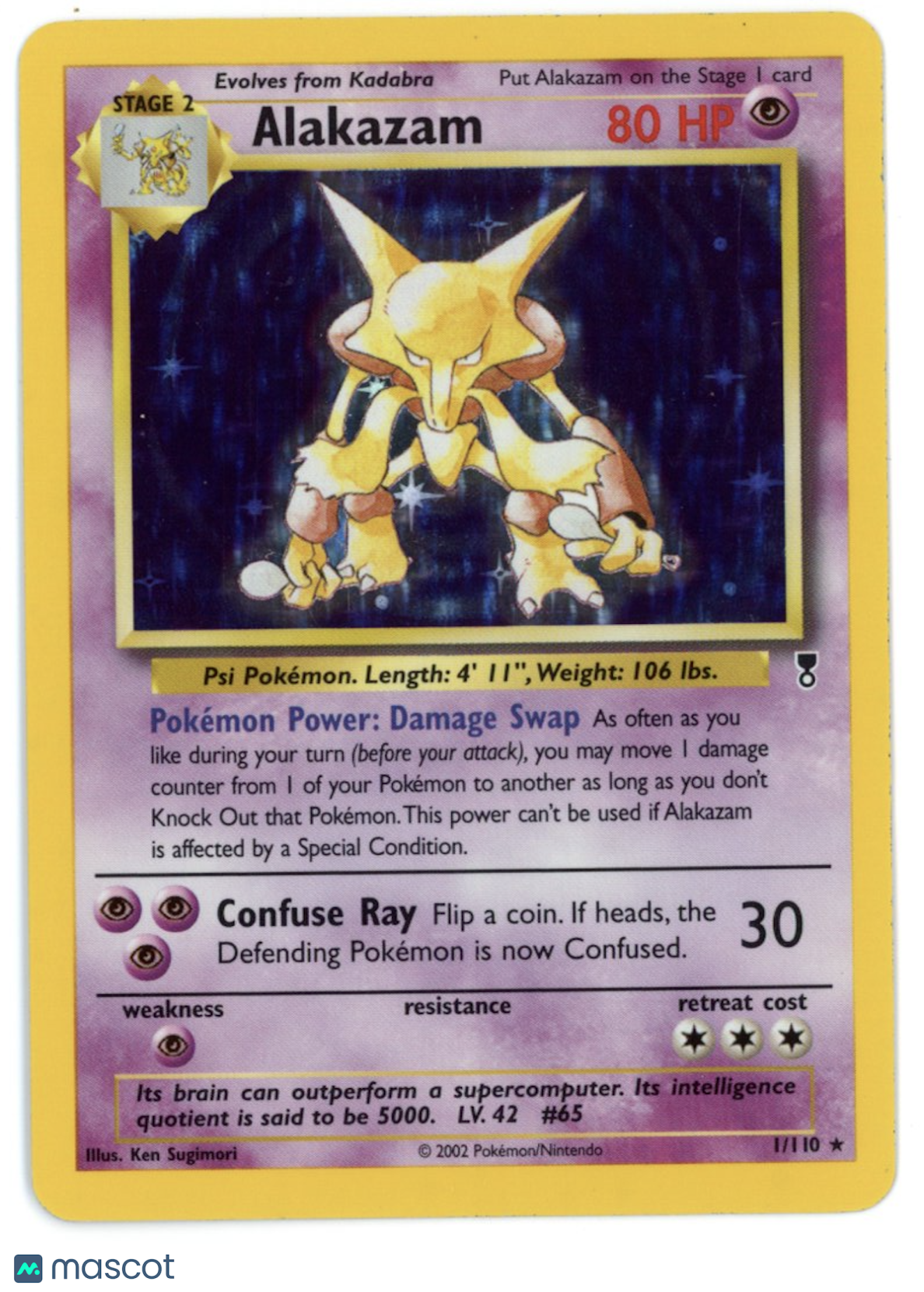 ALAKAZAM 2002 Pokemon TCG Legendary Collection Holo Rare #1/110
