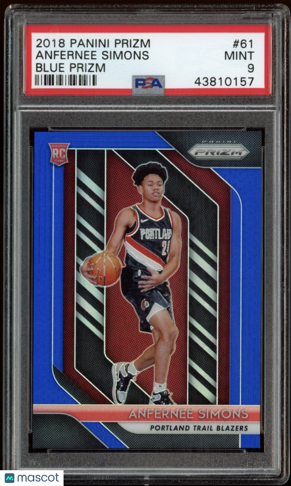 ANFERNEE SIMONS 2018-19 Panini Prizm Rookie Blue /199 PSA 9 #61 Trail Blazers