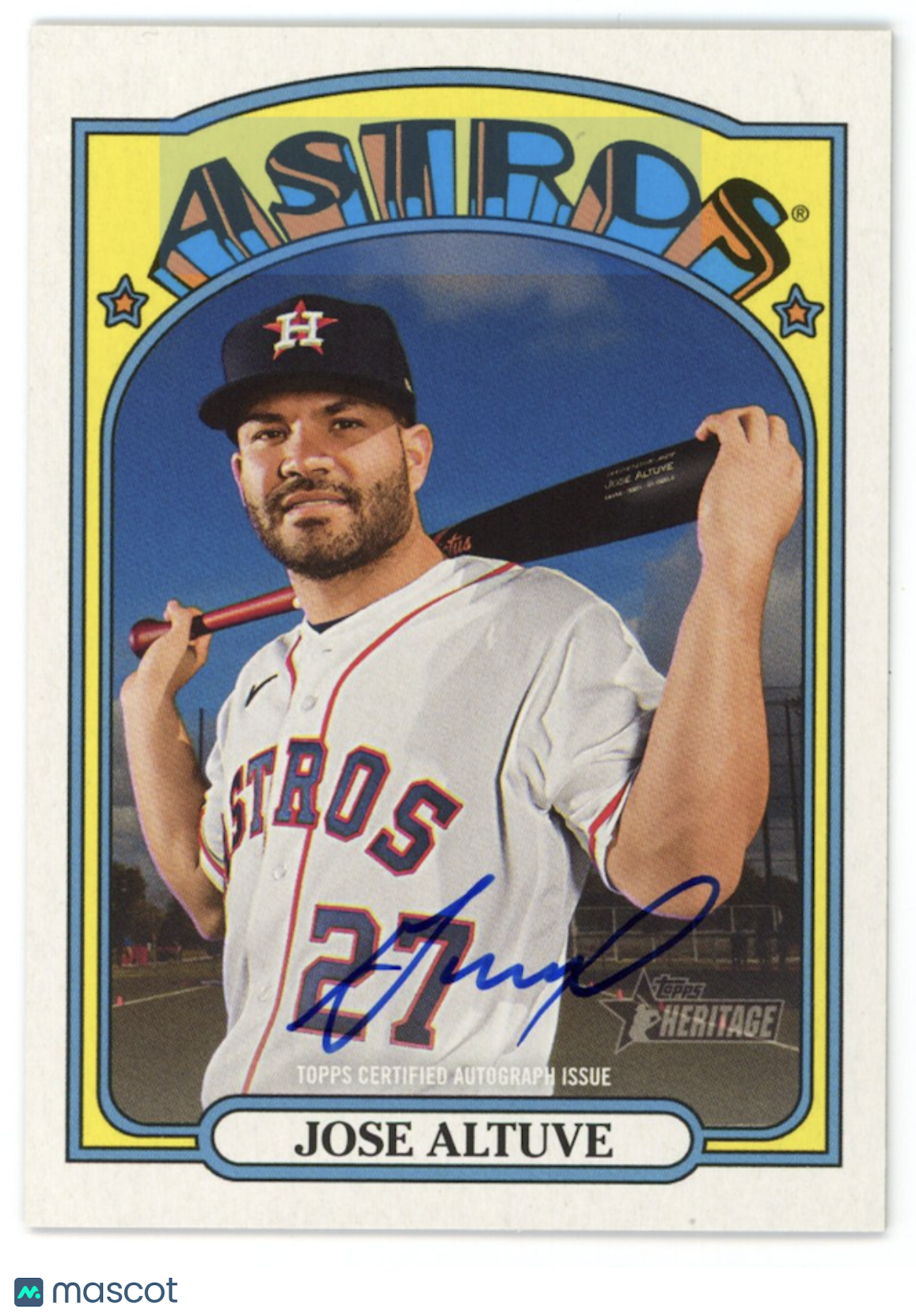 JOSE ALTUVE 2021 Topps Heritage Real One Auto Blue Ink #ROA-JAL Astros