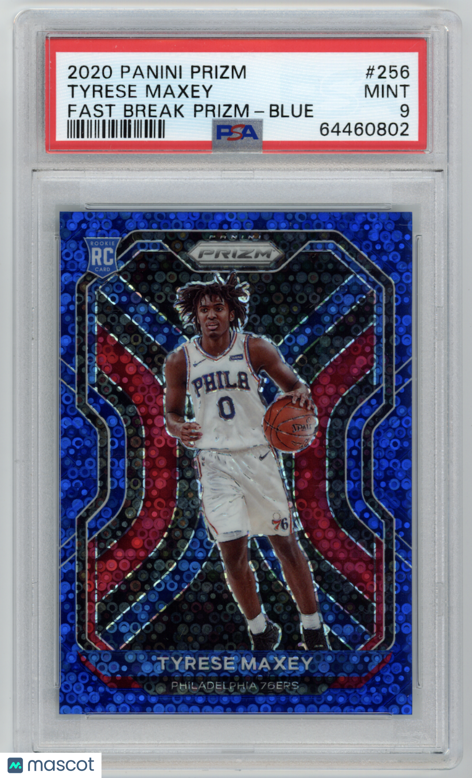 TYRESE MAXEY 2020-21 Panini Prizm Fast Break Rookie Blue /175 #256 PSA 9 76ers