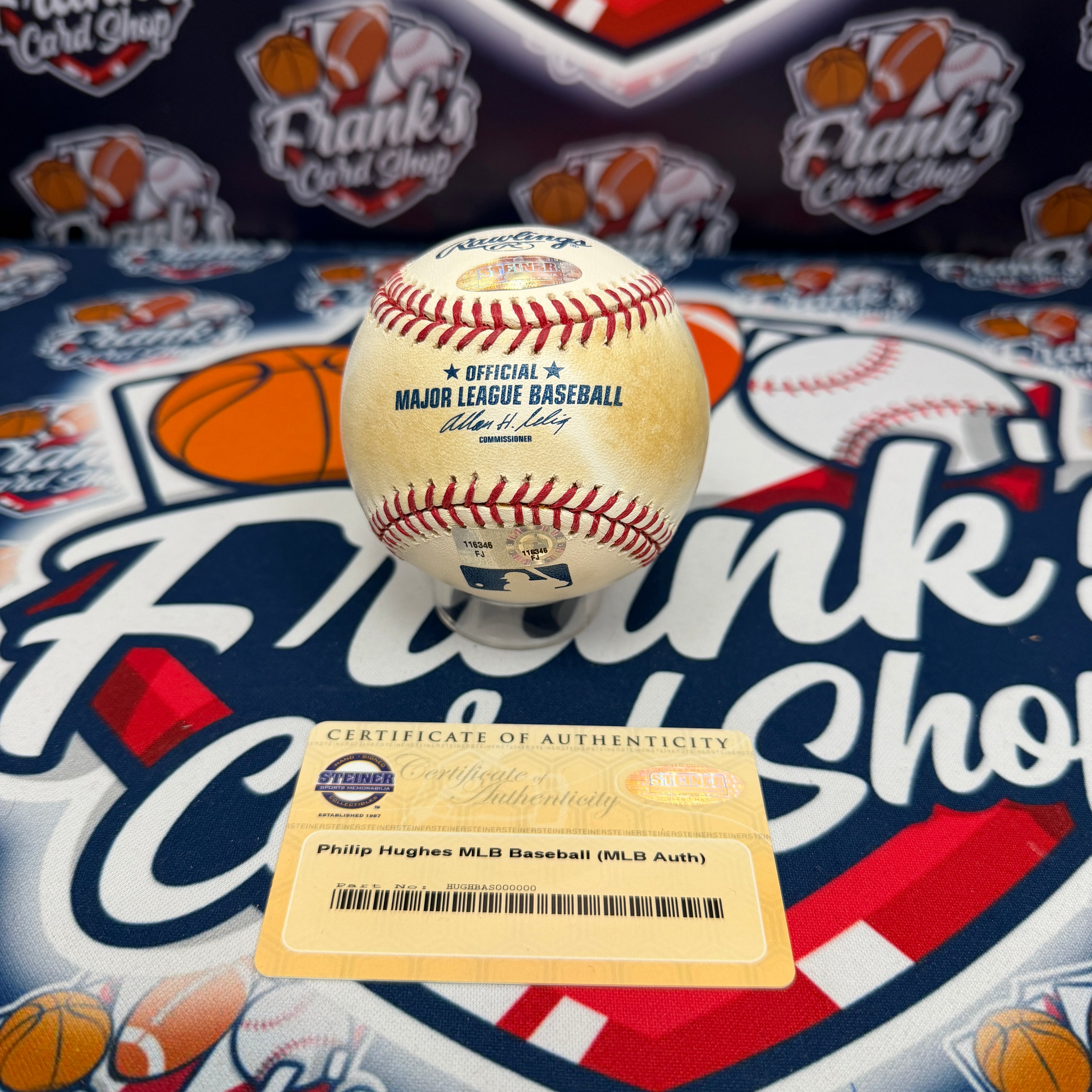 PHIL HUGHES Signed Ball Rawlings Official Major League Baseball Steiner MLB COA
