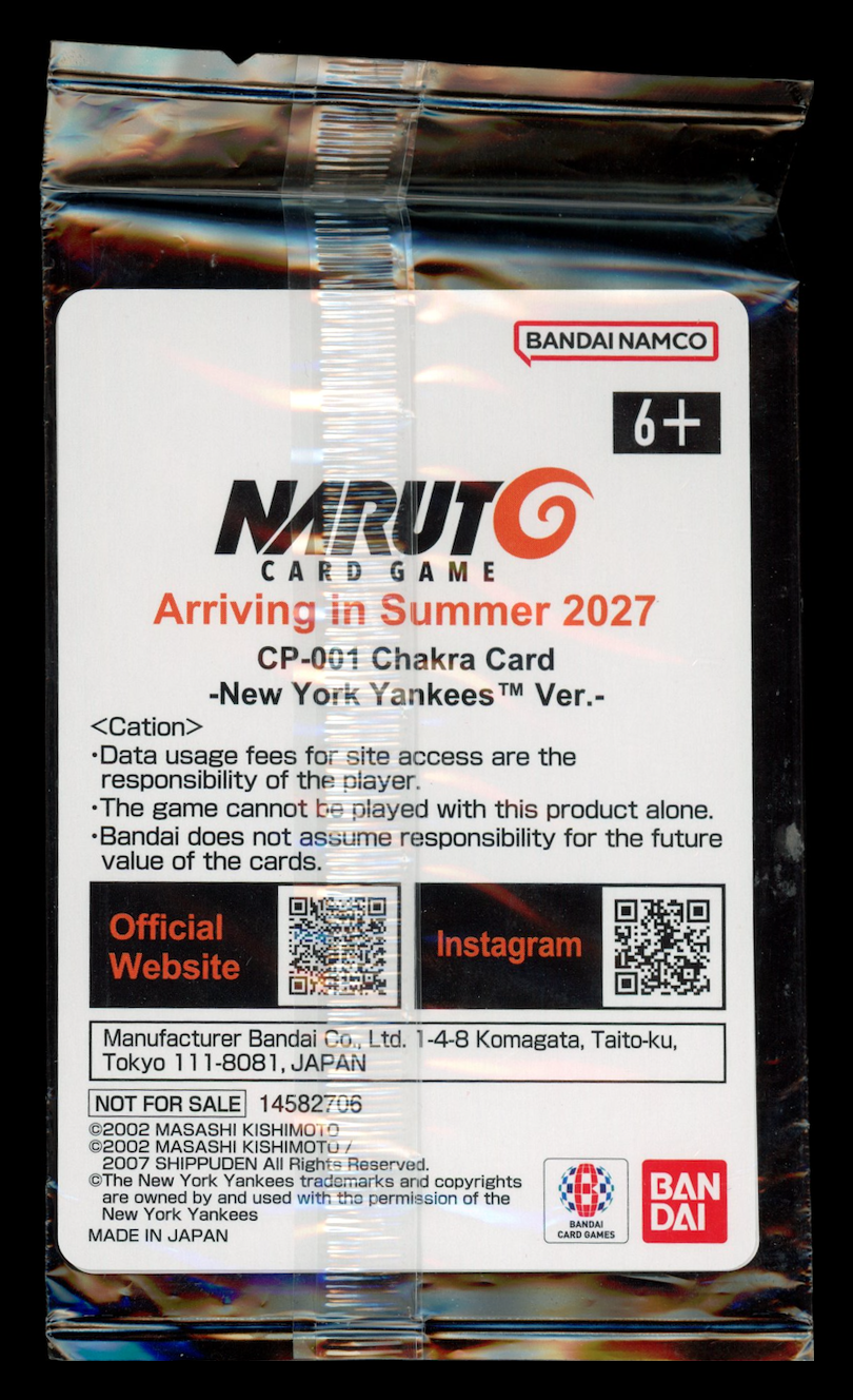 Naruto x New York Yankees 2026 Bandai Promo Chakra Card CP-001 Sealed