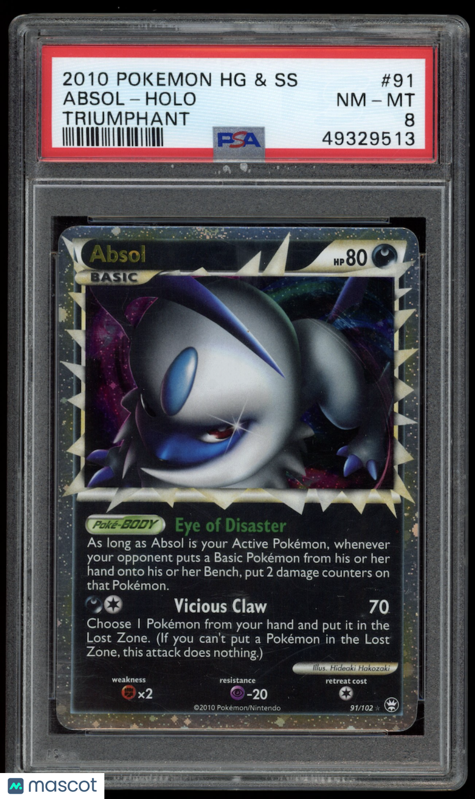 ABSOL 2010 Pokemon Heartgold & Soulsilver Triumphant Holo #91 PSA 8