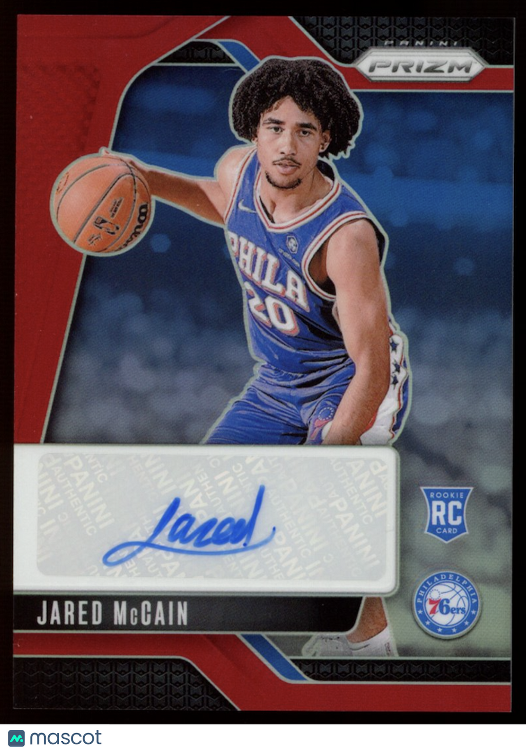JARED MCCAIN 2024-25 Panini Prizm Rookie Signatures Auto Red Prizm /99 76ers