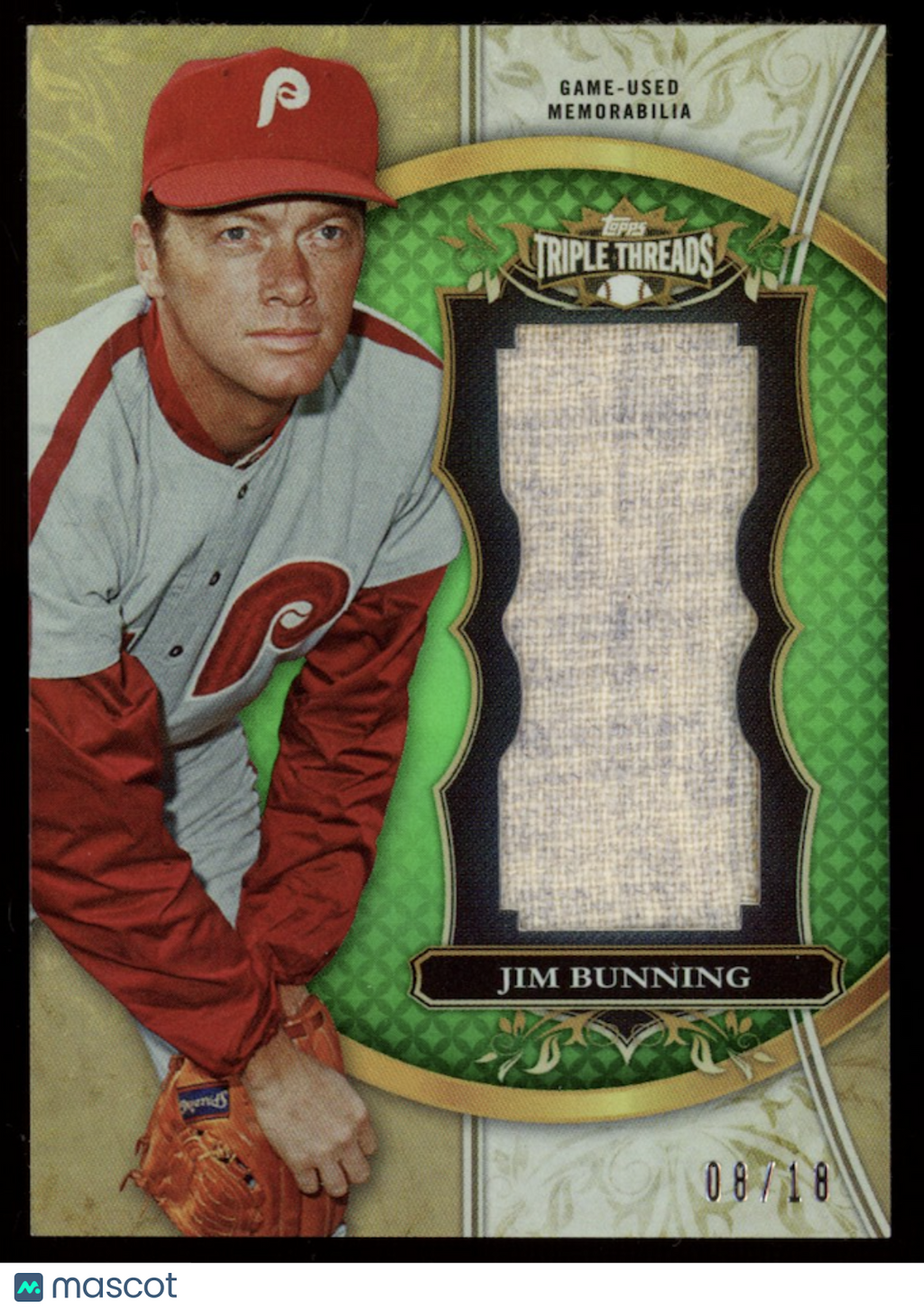 JIM BUNNING 2013 Topps Triple Threads Unity Jumbo Relic Emerald /18 Phillies